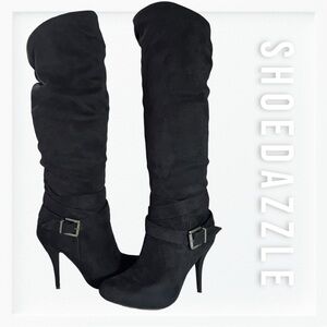 Shoedazzle Christina Slouch Knee High Stiletto Suede Boots sz 8